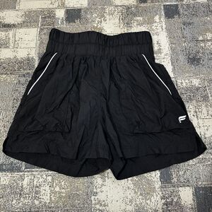 Fabletics Ultra High Waisted Piped Nylon Shorts Womens Size S Black Pockets Gym
